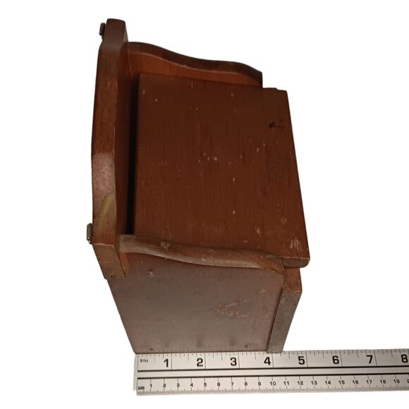 VTG Wood Recipe Box Hinged Lid "Recipes" In Black Letters Wall Mount Or Counter - Picture 10 of 11